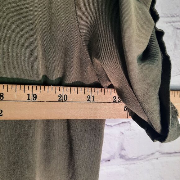 Given Kale Shirt Dress Green Collared Short Sleeve Button Front - Picture 8 of 9